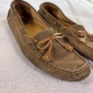 Clarks Suede Moc Toe Driving‎ Loafer Womens 8 M Artisan Brown Shoes Leather Fall
